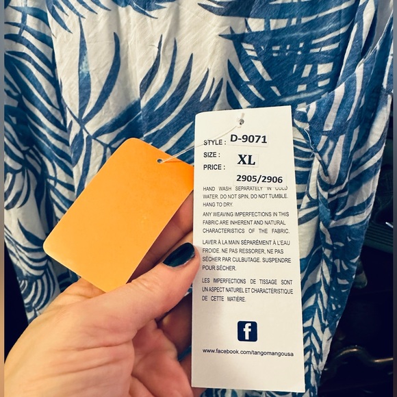 Beautiful lightweight sundress XL, blue white tropical NWT $100 MSRP 25” p2p. - Picture 2 of 3